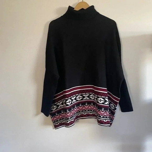 NWT Joseph A. Tribal Print Black Turtleneck Sweater - Picture 6 of 15
